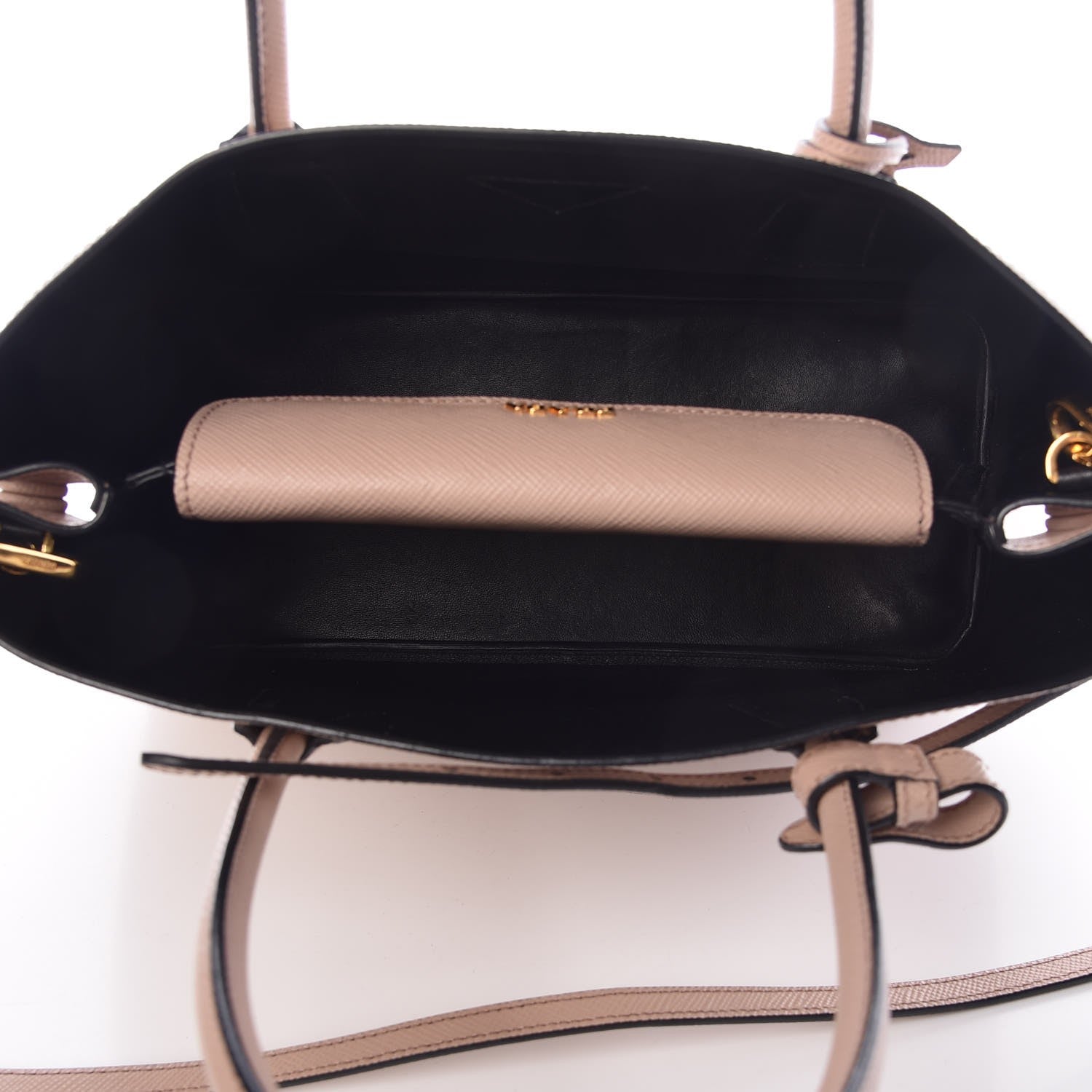 Prada Saffiano Cuir Medium Double Bag Cammeo Black 6 of 17