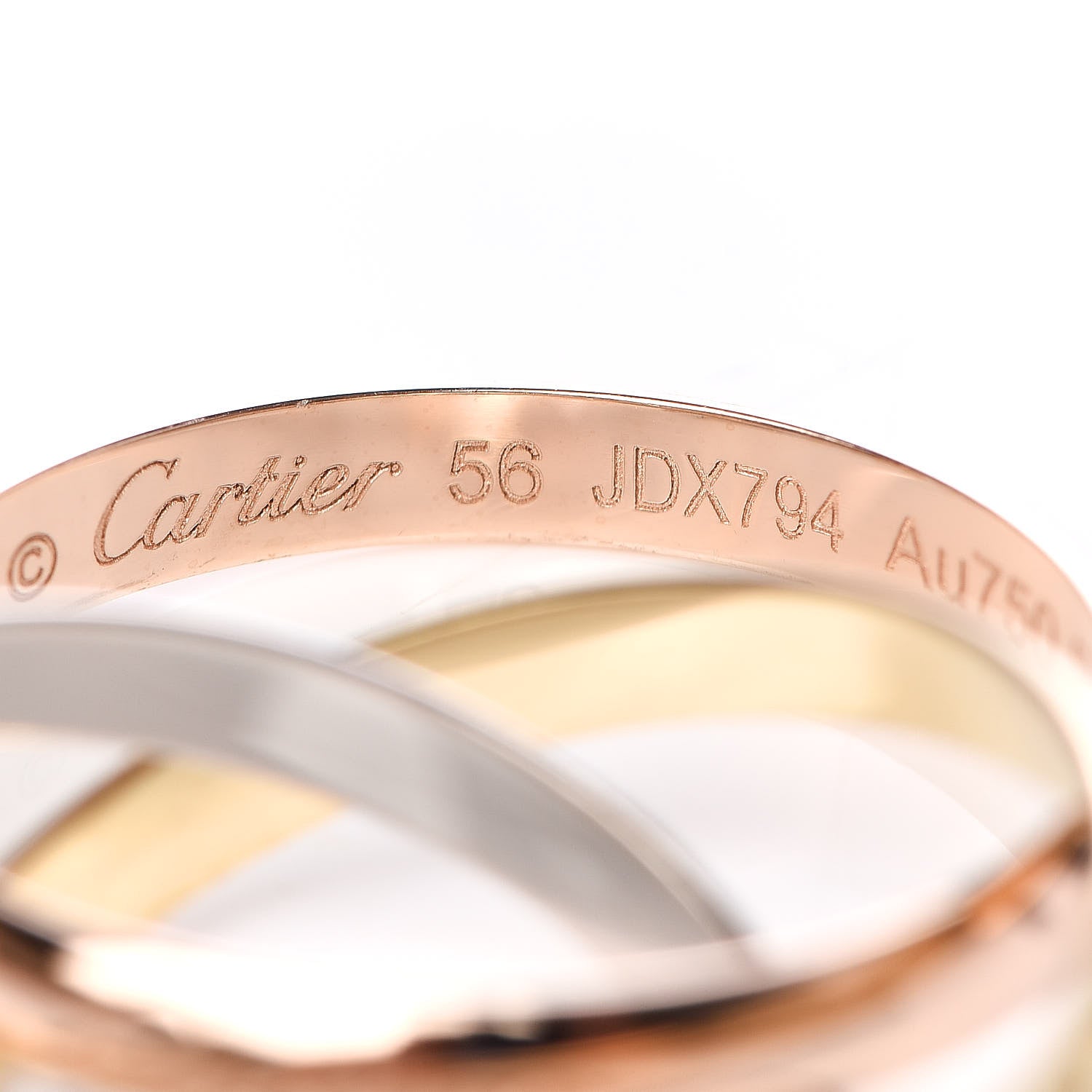 Cartier 18K Pink Yellow White Gold Small Trinity Ring 56 7.75 4 of 5