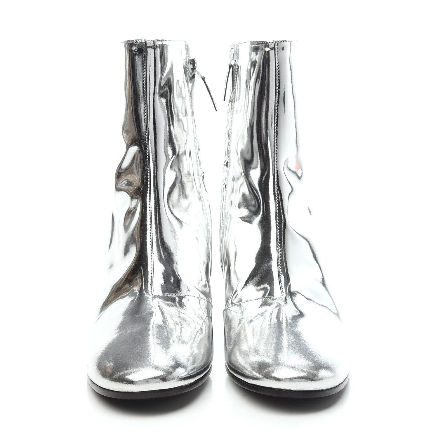 Balenciaga Miroir Calfskin Ankle Booties 40 Argent 2 of 7