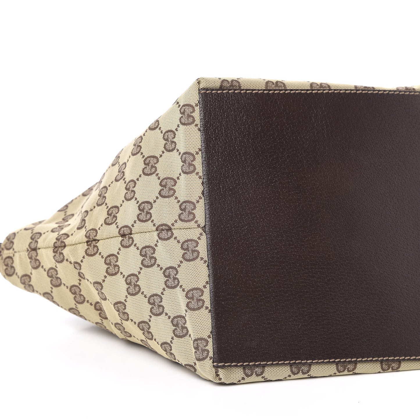 GG Monogram Small Web Handle Bucket Tote Dark Brown