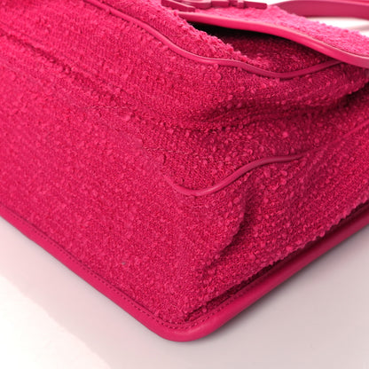 Saint Laurent Tweed Calfskin Matelasse Monogram Medium Niki Chain Satchel Magenta 9 of 9
