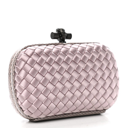 Bottega Veneta Satin Ayers Intrecciato Knot Clutch Pink 3 of 6