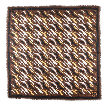 Louis Vuitton X LOL Silk Wool Monogram Square Scarf Brown 1 of 3