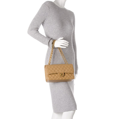 Chanel Caviar Quilted Medium Double Flap Beige 2 of 9