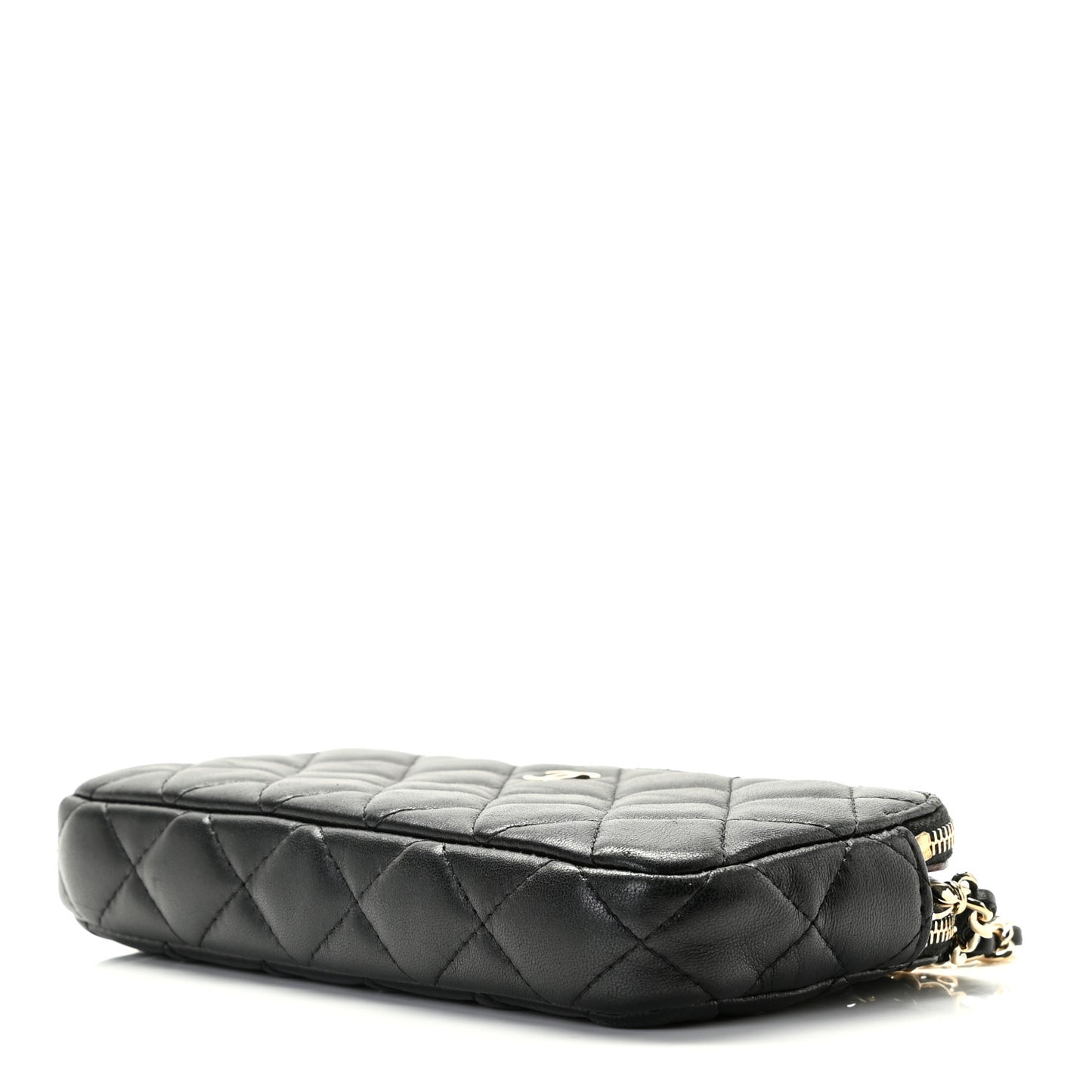 Lambskin Quilted Small Clutch With Chain Black
