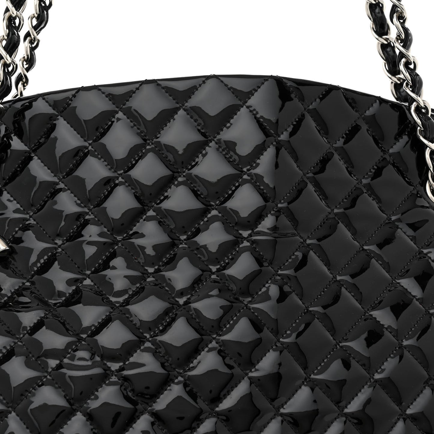 Patent Quilted Maxi Just Mademoiselle Bowling Bag Black