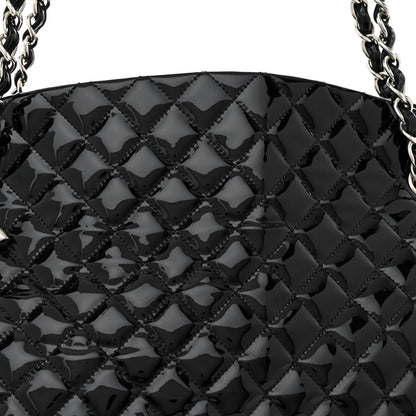 Chanel Patent Quilted Maxi Just Mademoiselle Bowling Bag Black 9 of 16