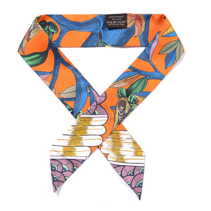 Hermes Silk Tree Of Song Twilly Orange Bleu Vert 1 of 4