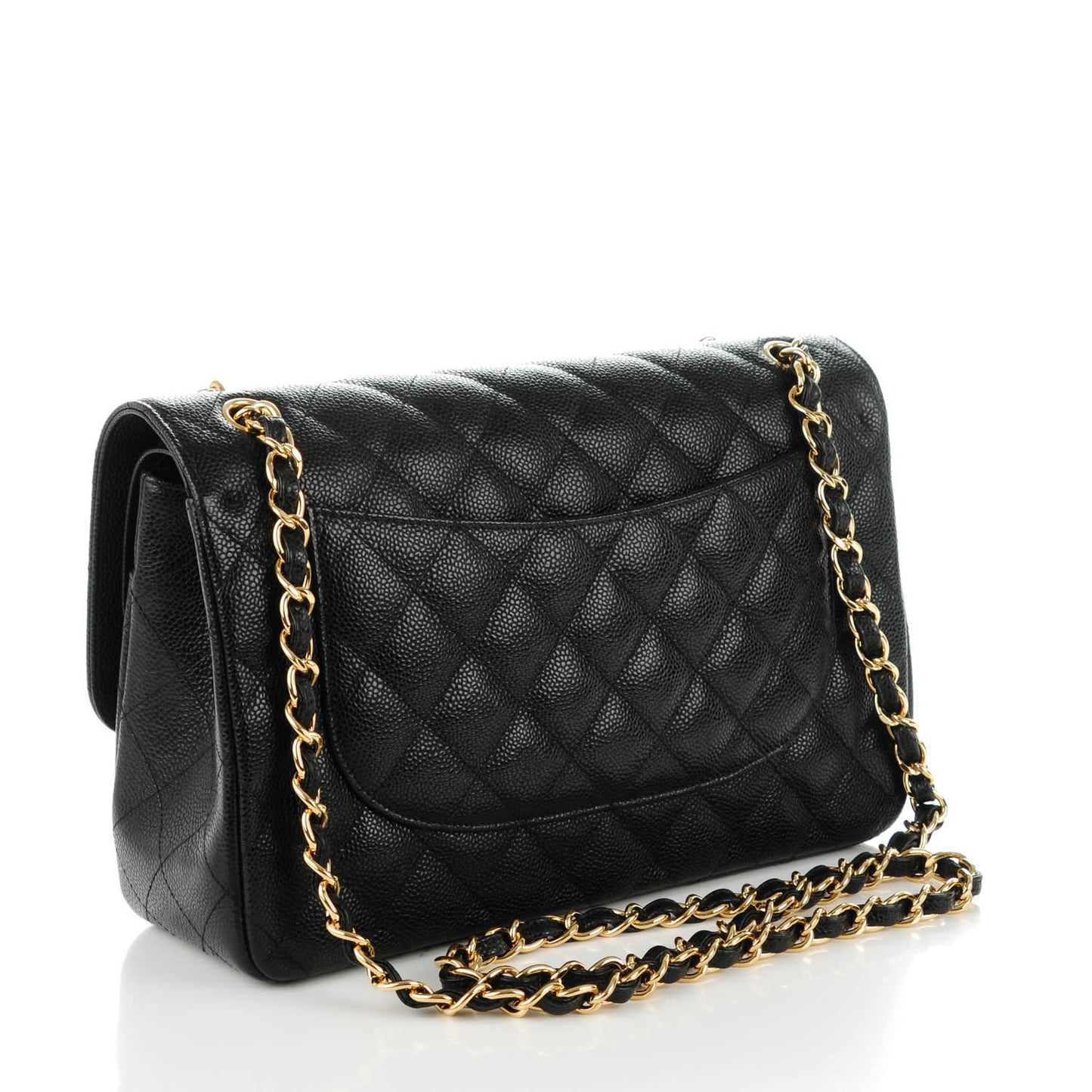 Caviar Quilted Jumbo Double Flap Black