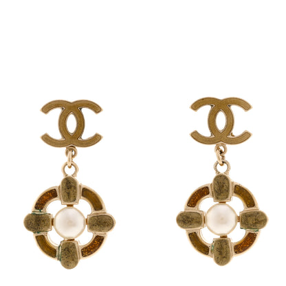 Chanel Pearl Gripoix Drop Earrings Gold 1 of 5