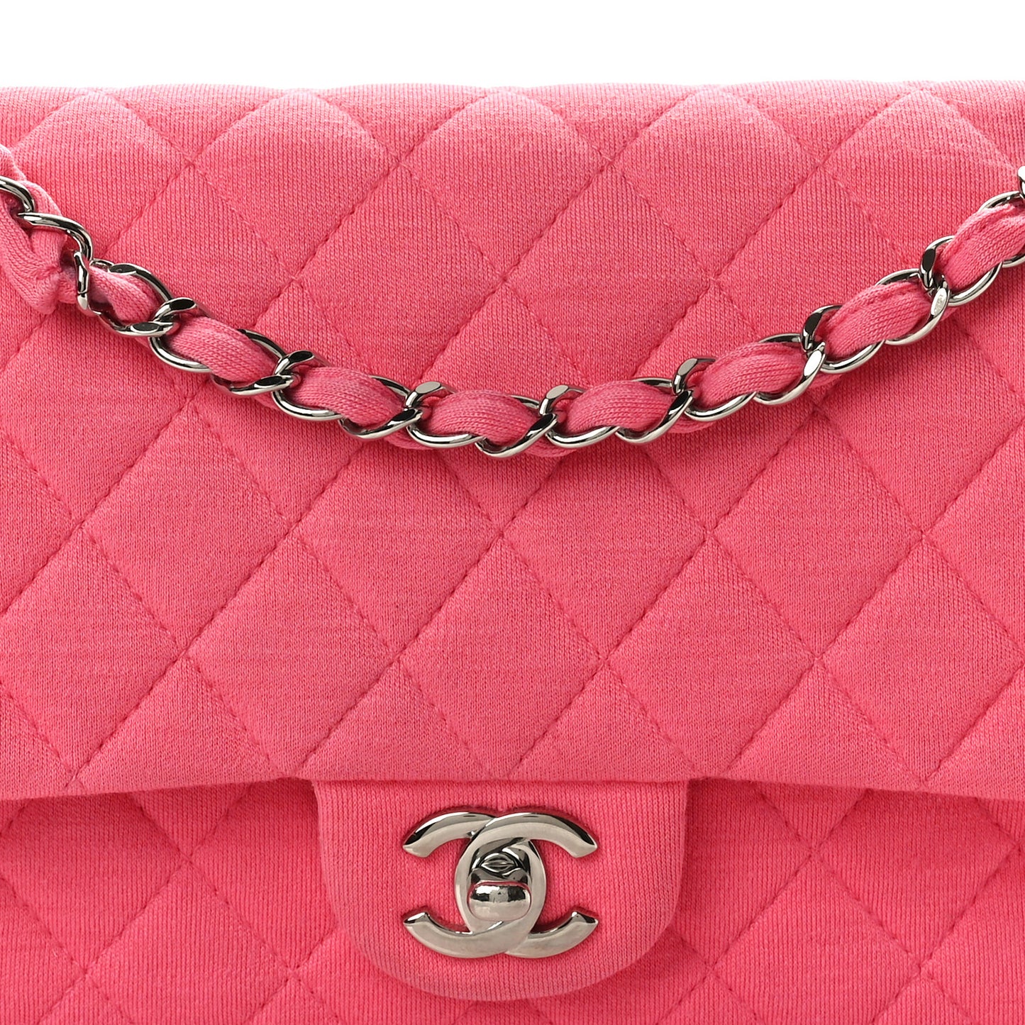 Jersey Quilted Medium Double Flap Dark Pink