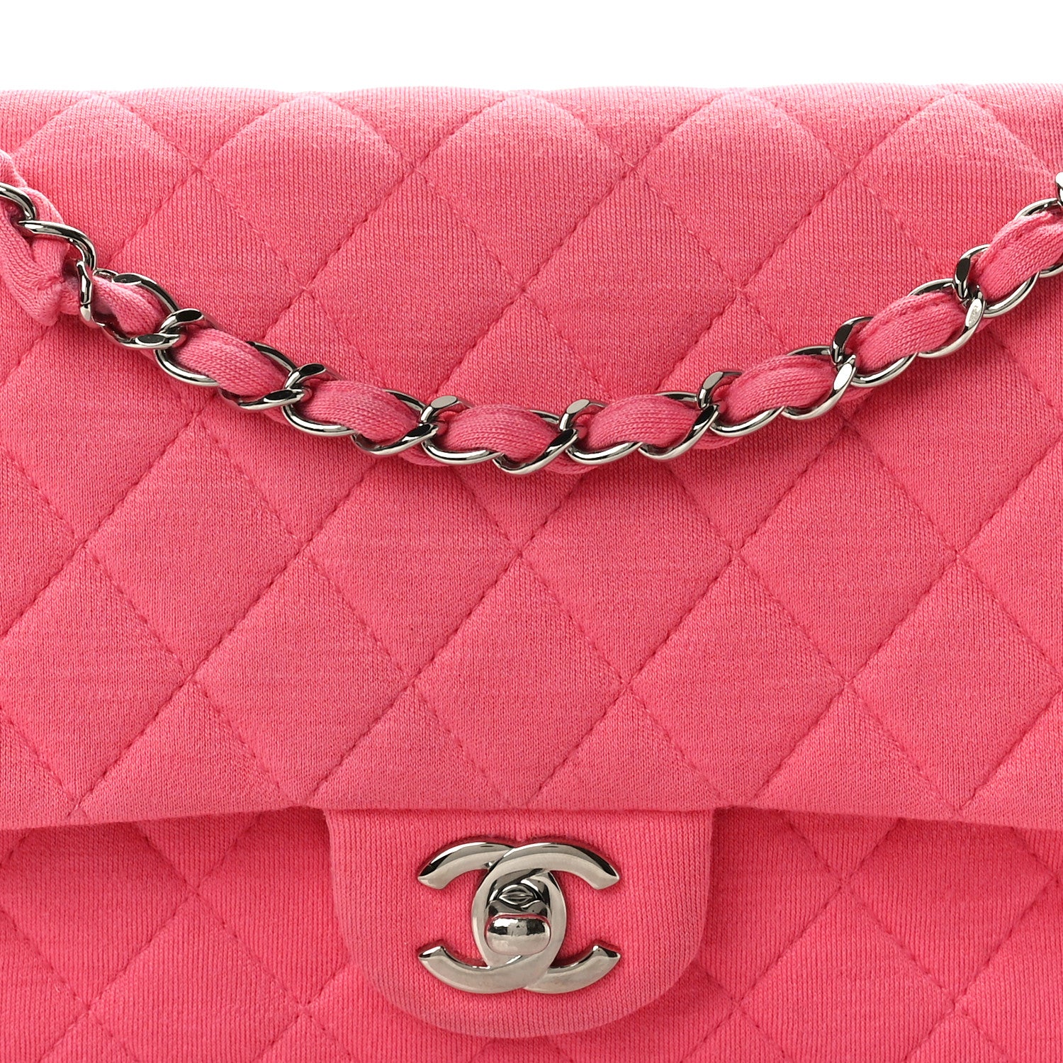 Chanel Jersey Quilted Medium Double Flap Dark Pink 8 of 10