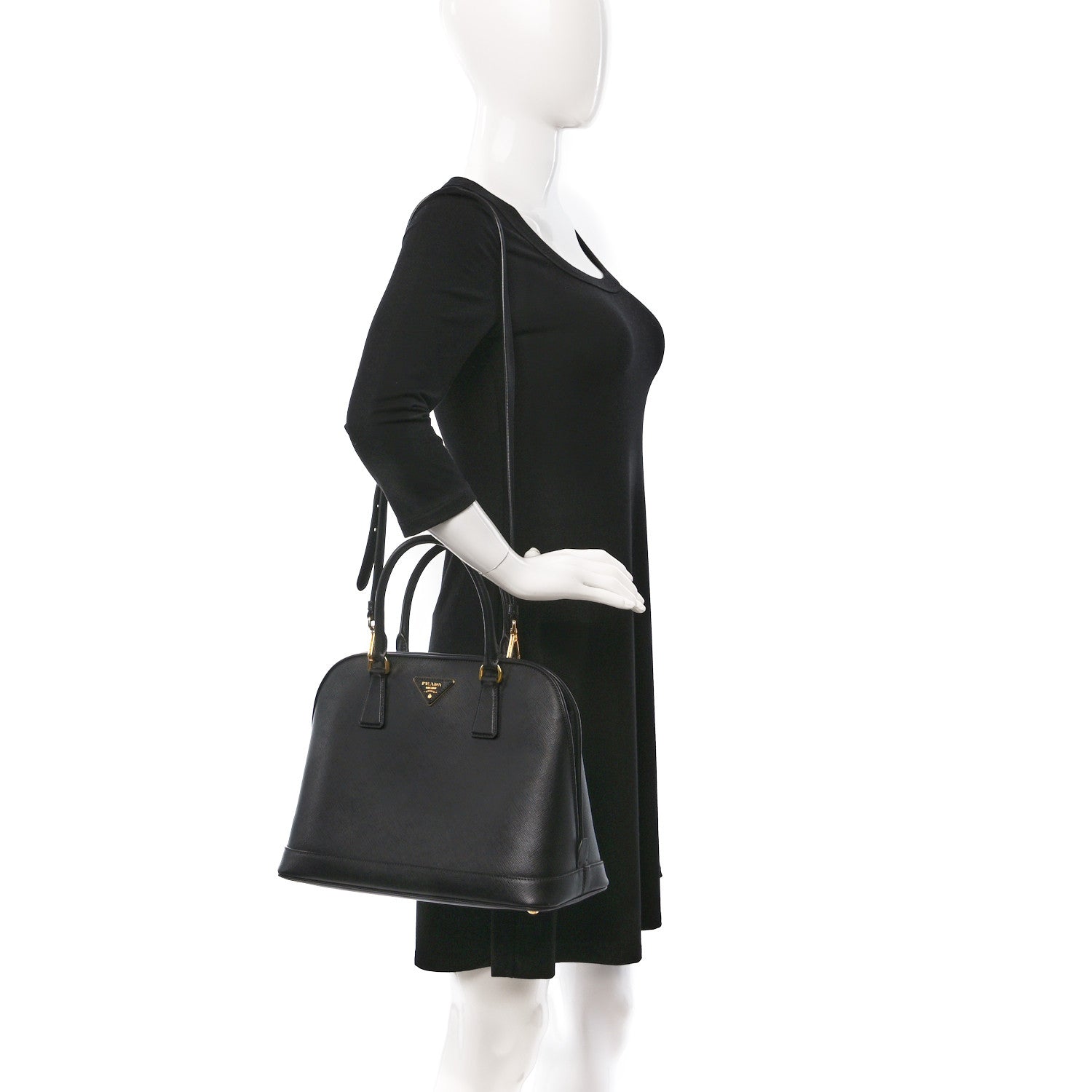 Prada Saffiano Lux Medium Promenade Tote Black 2 of 9