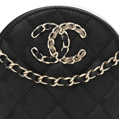 Chanel Caviar Quilted French New Wave Round Clutch With Chain Black 8 of 10