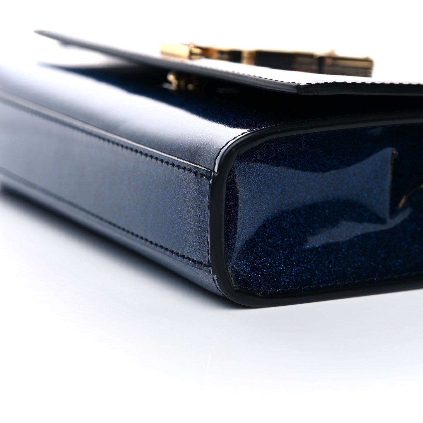 Glitter Patent Small Monogram Kate Satchel Cobalt