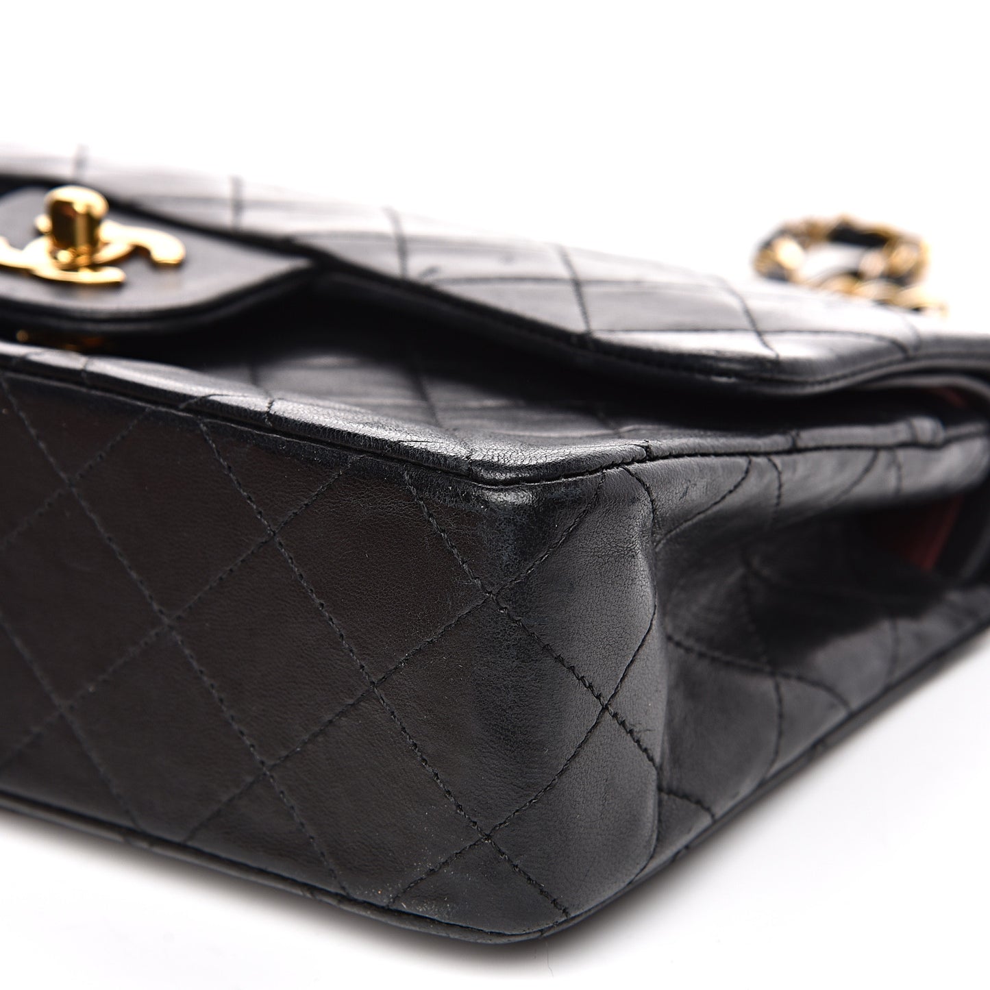 Lambskin Quilted Small Double Flap Black