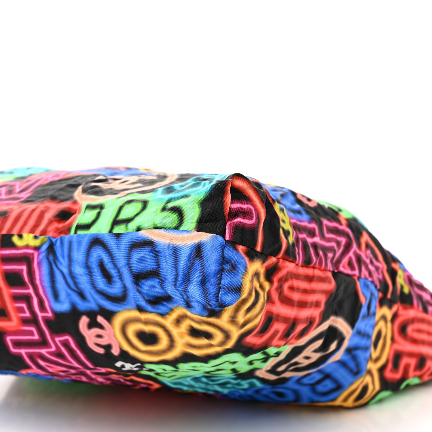 Chanel Caviar Fabric Graffiti Foldable Tote Bag With Chain Black Multicolor 18 of 18