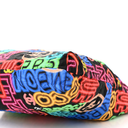 Chanel Caviar Fabric Graffiti Foldable Tote Bag With Chain Black Multicolor 18 of 18