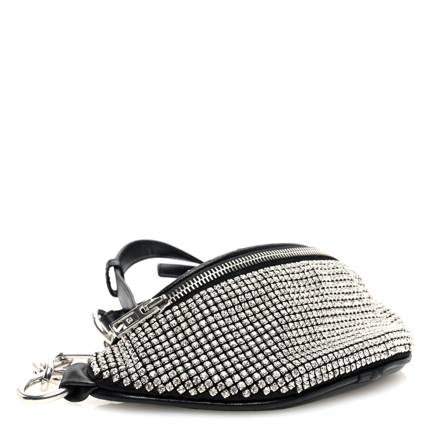 Rhinestone Mesh Mini Attica Belt Bag Black