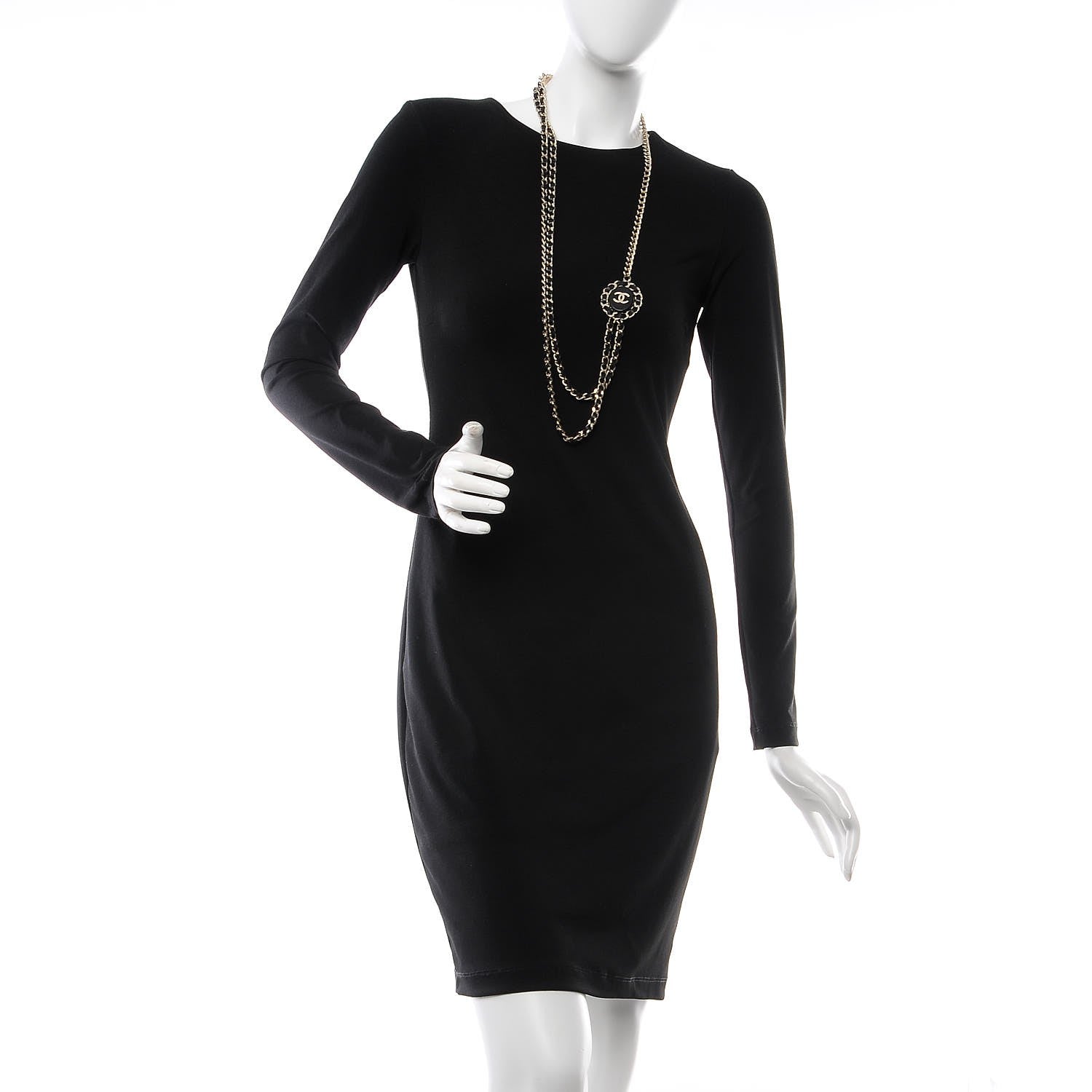 Chanel Lambskin CC Long Chain Necklace Black Gold 2 of 7