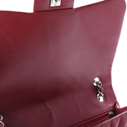Chanel Patent Chevron Quilted Jumbo Single Flap Red 10 of 10