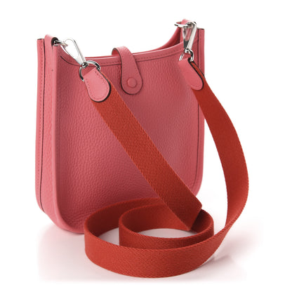 Hermes Taurillon Clemence Amazone Evelyne TPM Rose Azalee Rouge Pivoine 3 of 11