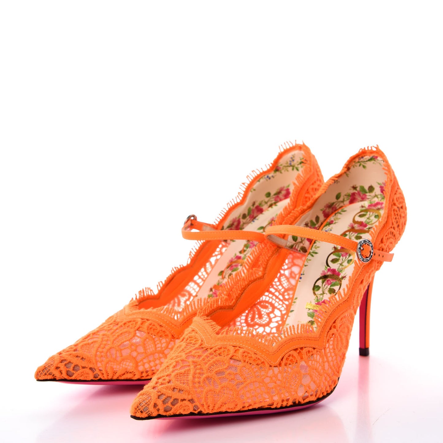 Lace Pizzo Venice Pumps 40 Orange Fluo