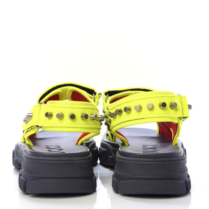 Gucci Technical Canvas Calfskin Studded Mens Aguru Sandals 10 Neon Yellow 6 of 8