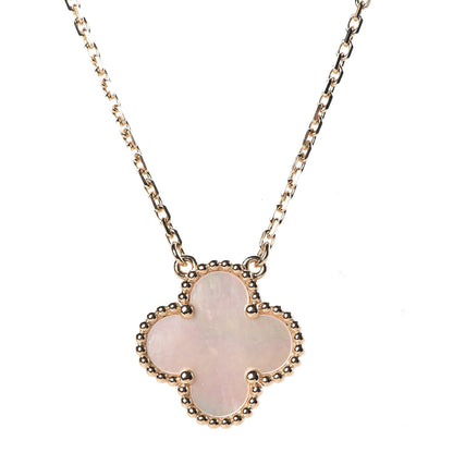 Van Cleef & Arpels 18K Yellow Gold Mother of Pearl Vintage Alhambra Pendant Necklace 4 of 8