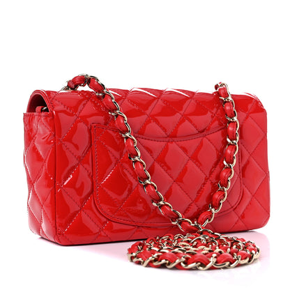 Chanel Patent Calfskin Quilted Mini Rectangular Flap Red 3 of 12