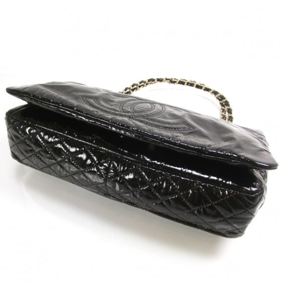 Vinyl Rock and Chain Medium Flap Black