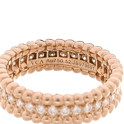Van Cleef & Arpels 18K Rose Gold Diamond Perlee 1 Row Ring 52 6 4 of 5