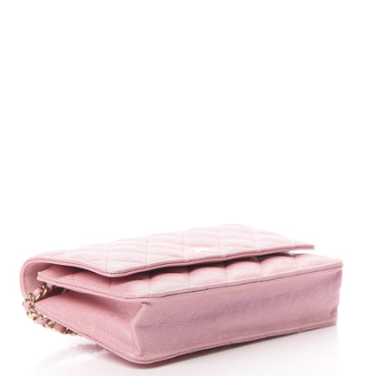 Chanel Iridescent Caviar Quilted Wallet on Chain WOC Rose Pink 4 of 12
