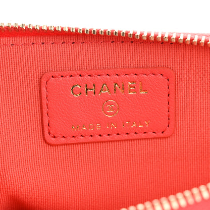 Chanel Lambskin Quilted Zip Card Holder Wallet Coral 6 of 9