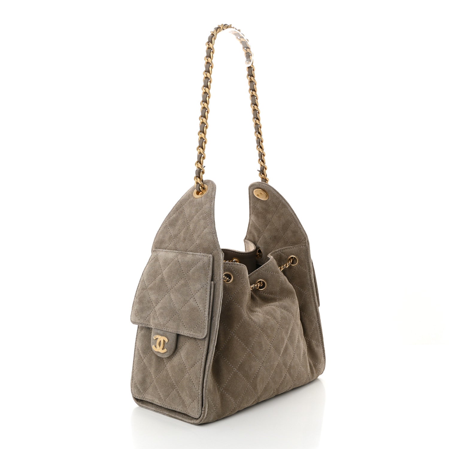 Chanel Suede Quilted Small Chanel 25 Handbag Dark Grey 3 of 10