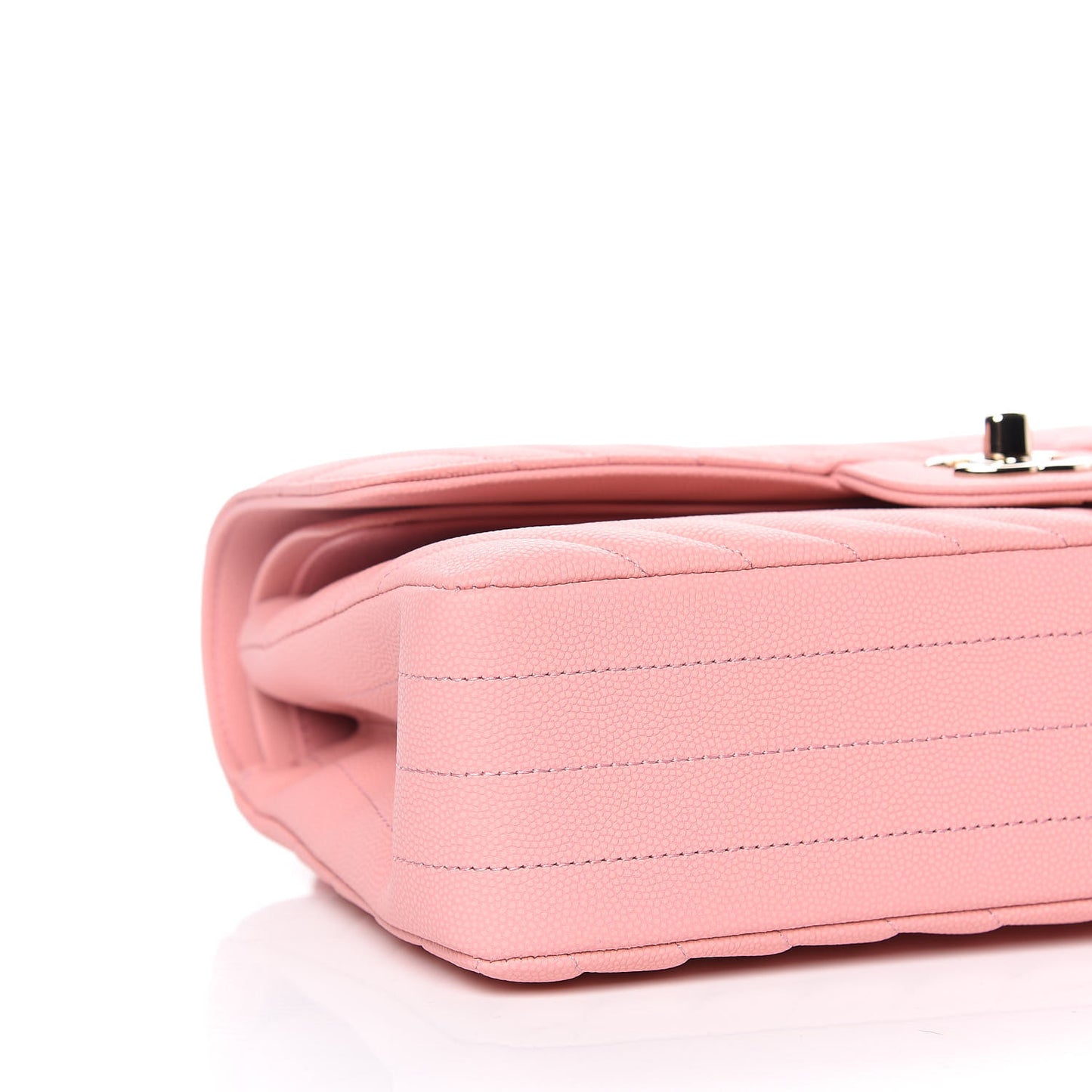Caviar Chevron Quilted Medium Double Flap Pink