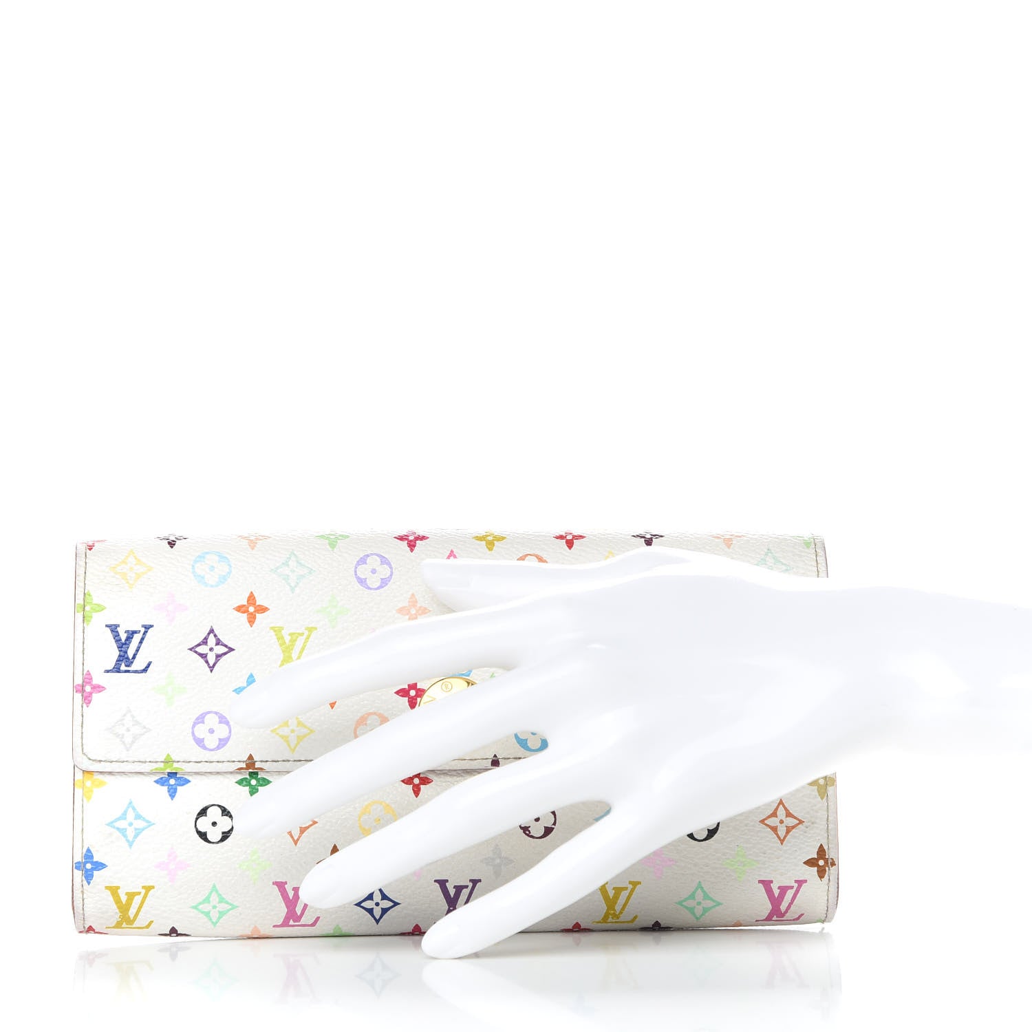 Louis Vuitton Monogram Multicolor Sarah Wallet White Litchi 2 of 9