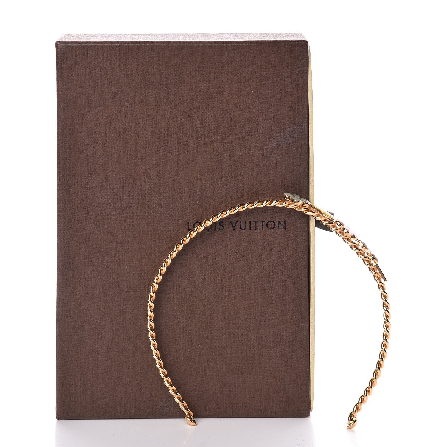 Louis Vuitton Brass Enamel Monogram Sweet Headband Gold 4 of 4