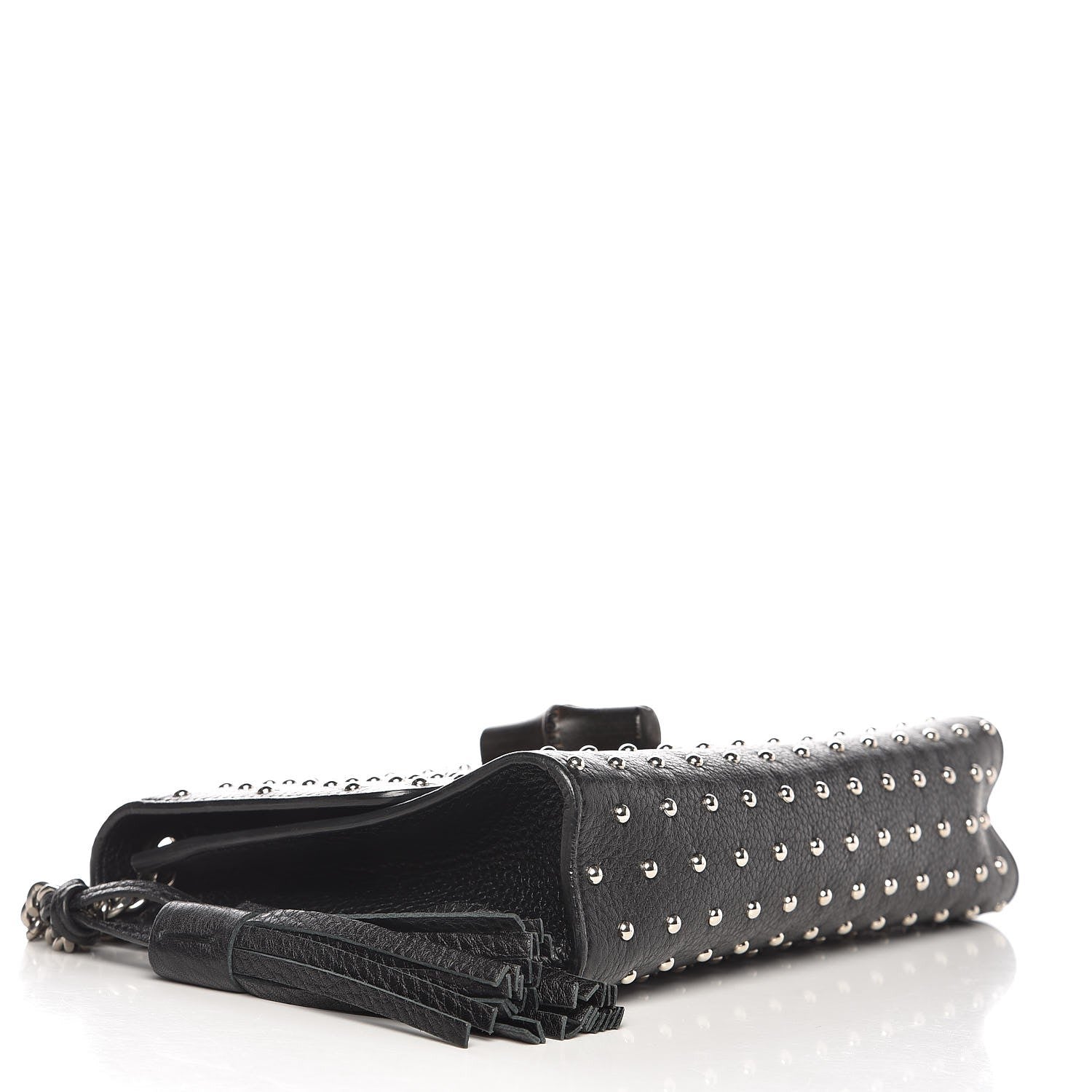 Gucci Calfskin Medium Studded Miss Bamboo Shoulder Bag Black 4 of 7