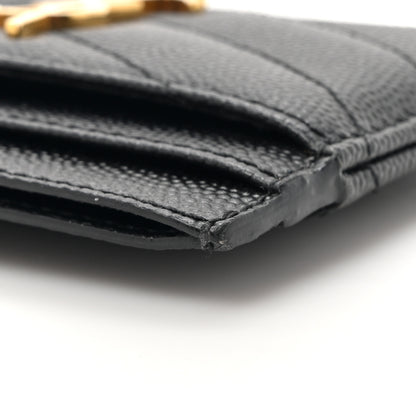 Saint Laurent Grain De Poudre Matelasse Chevron Monogram Credit Card Case Black 10 of 11
