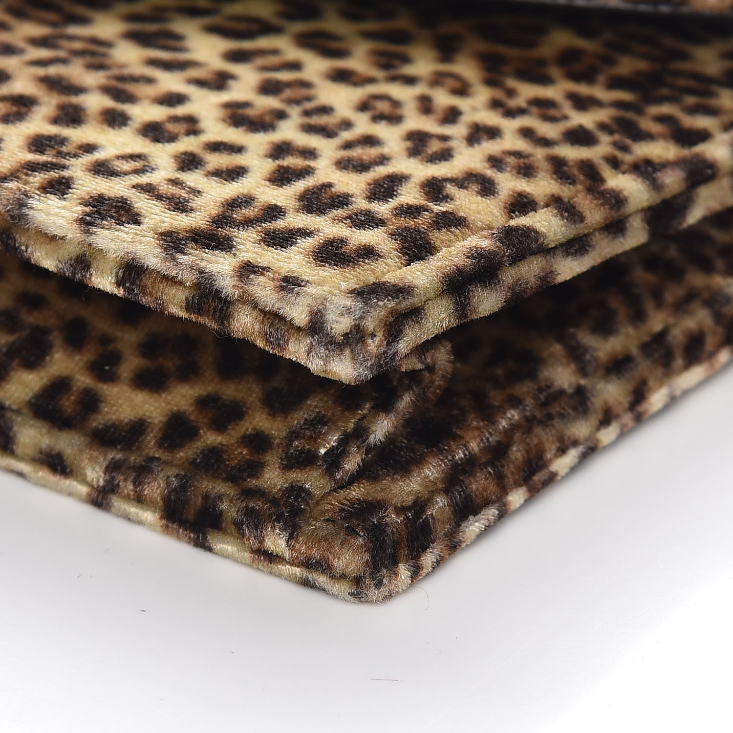 Saint Laurent Velvet Leopard Print Monogram Envelope Chain Wallet Black 6 of 11