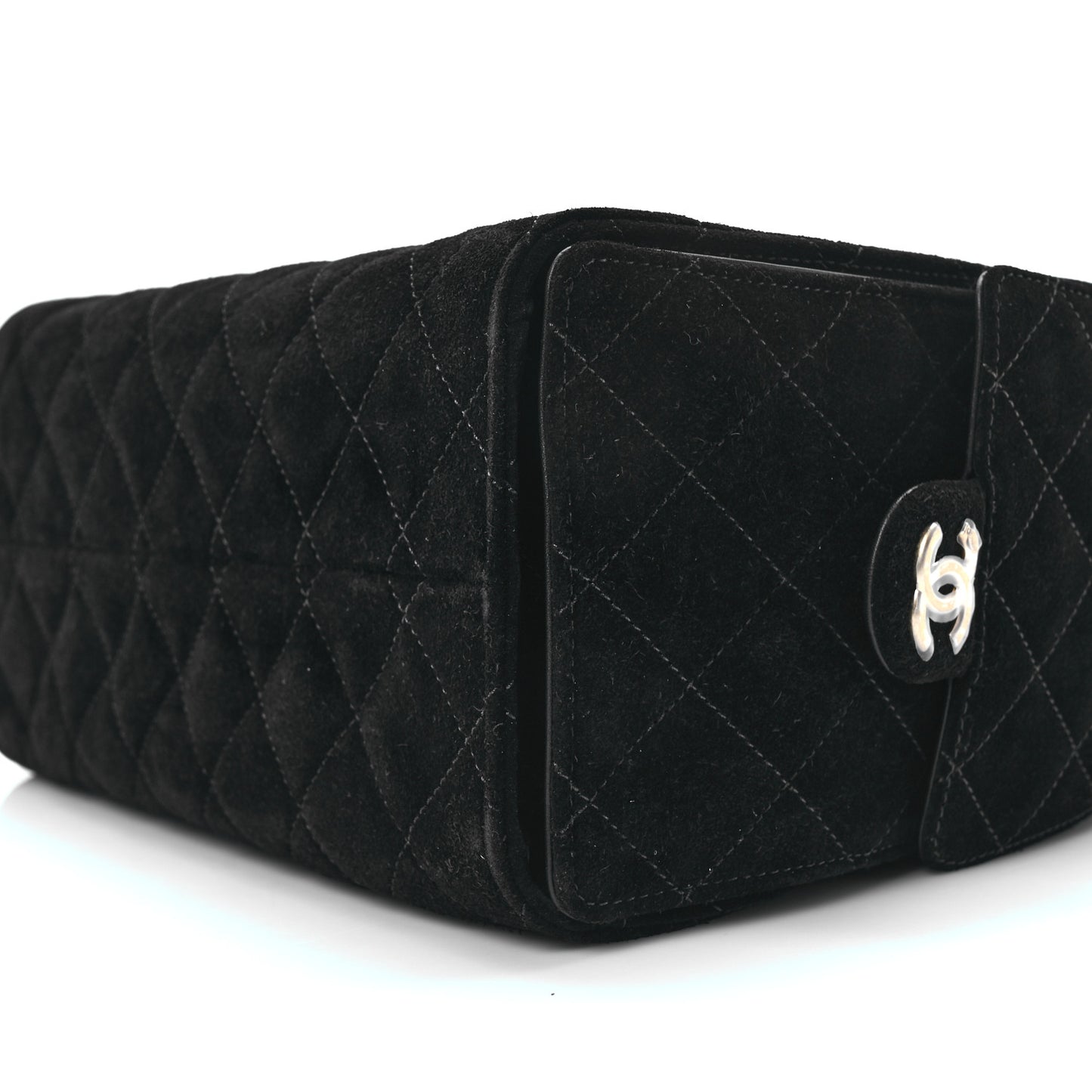 Suede Quilted Small Chanel 25 Handbag Black