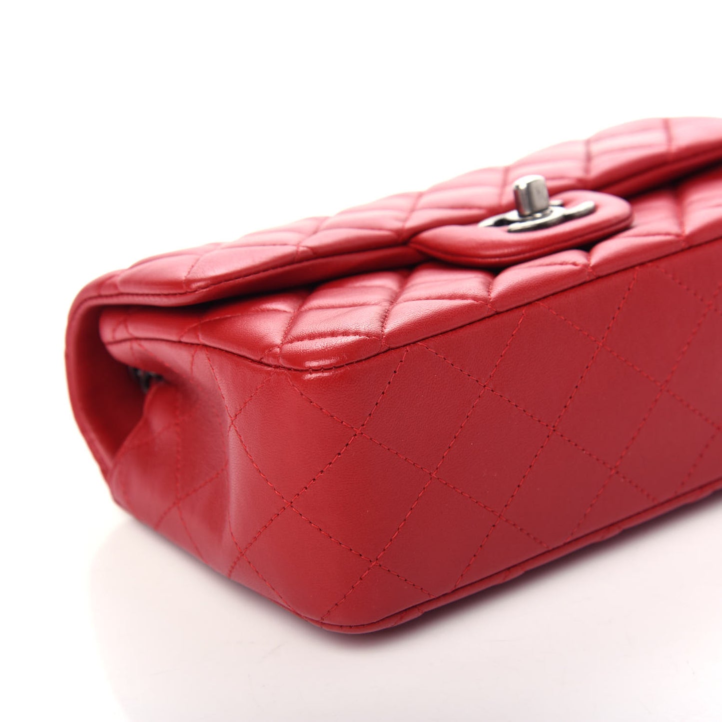 Lambskin Quilted Mini Rectangular Flap Red