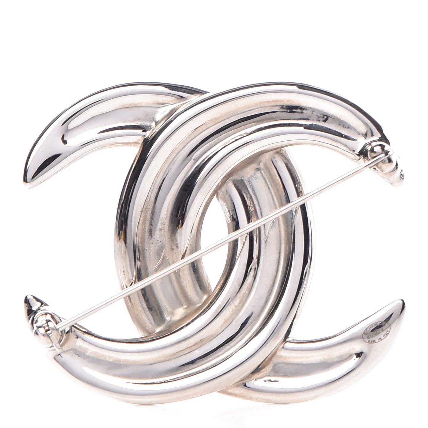 Baguette Crystal CC Brooch Silver