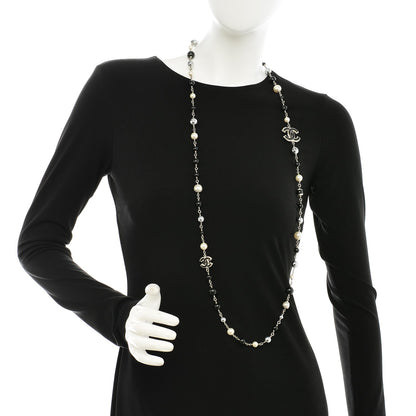 Chanel Pearl Beaded CC Long Necklace Black 2 of 6