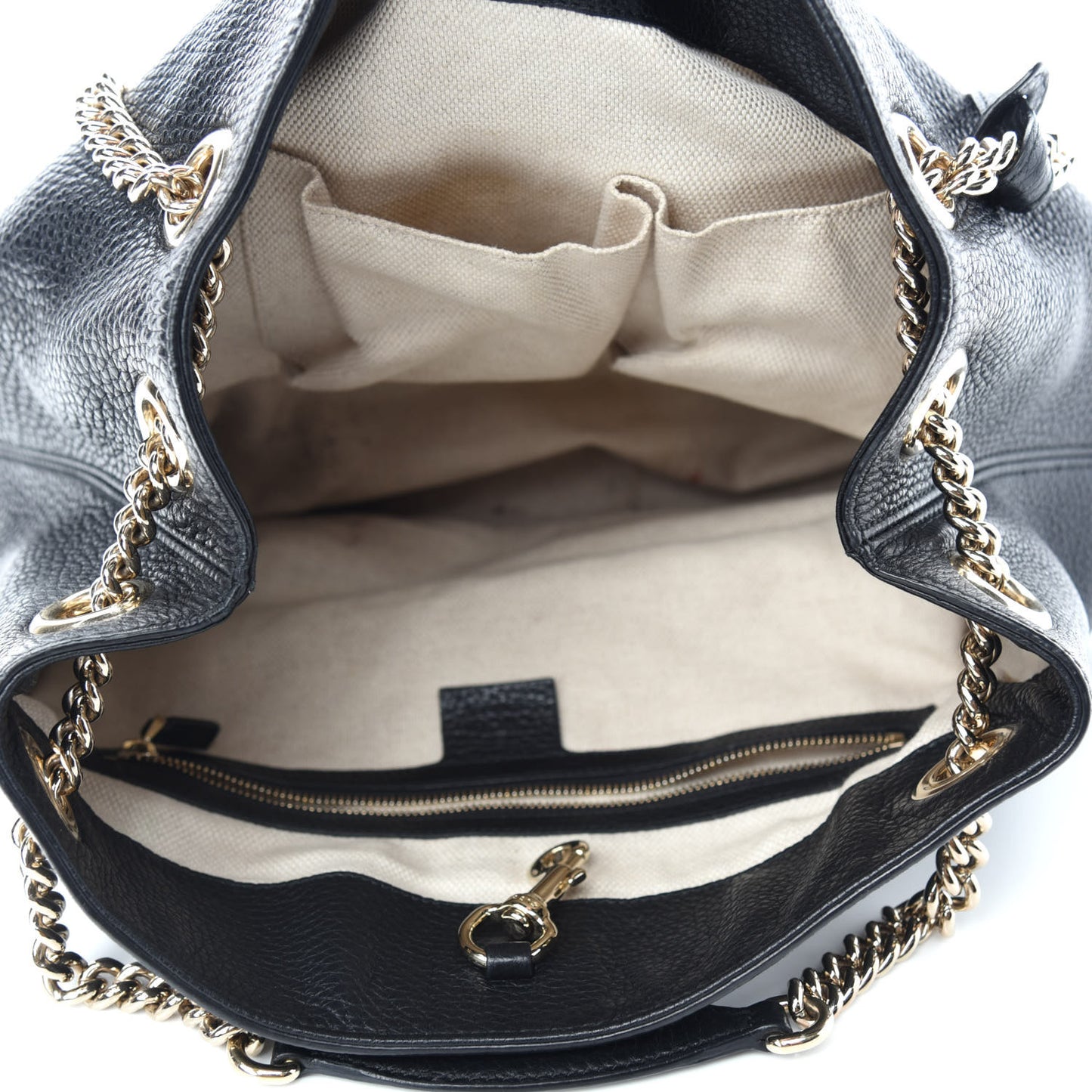Pebbled Calfskin Medium Soho Chain Shoulder Bag Black