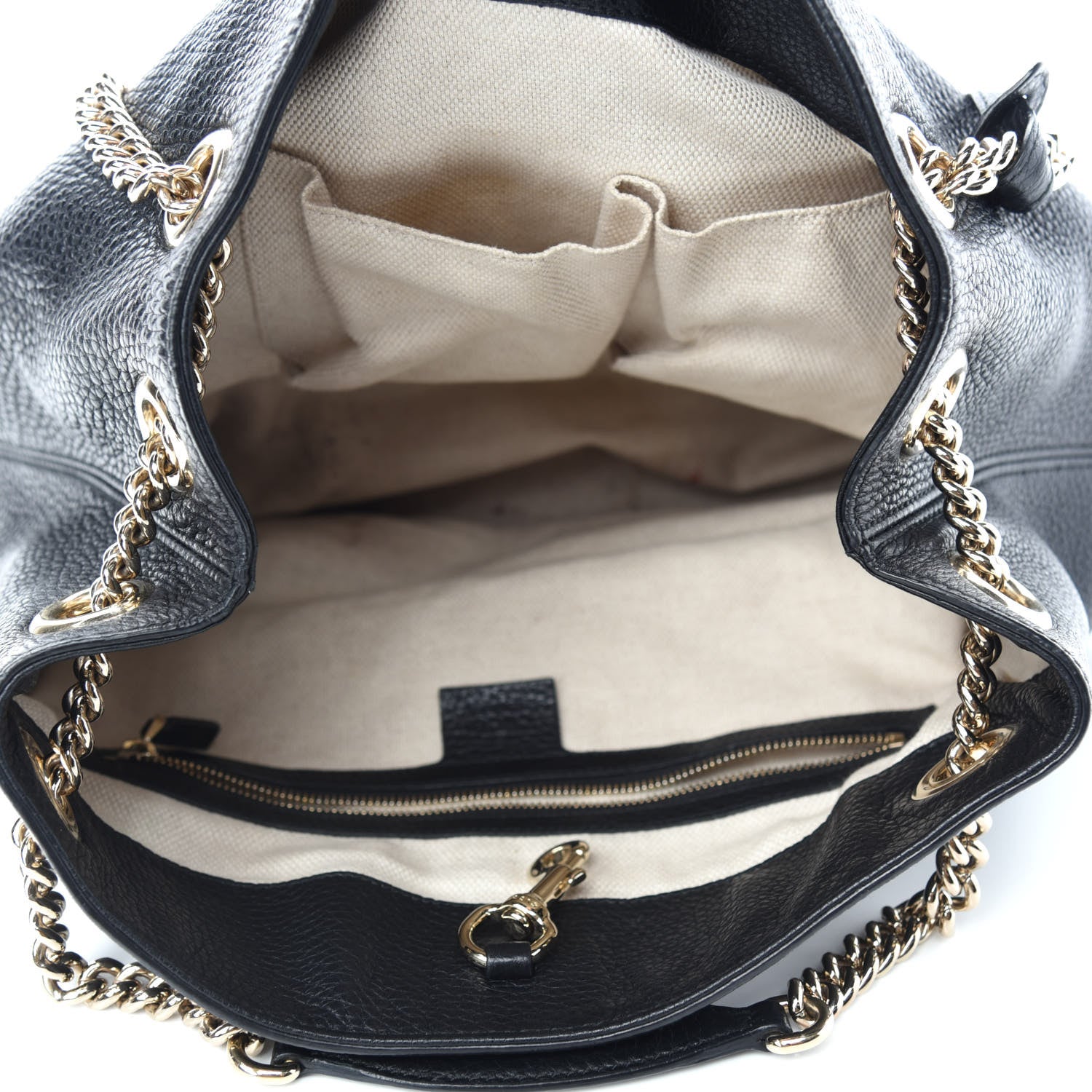 Gucci Pebbled Calfskin Medium Soho Chain Shoulder Bag Black 5 of 12