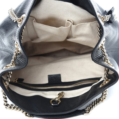 Gucci Pebbled Calfskin Medium Soho Chain Shoulder Bag Black 5 of 12