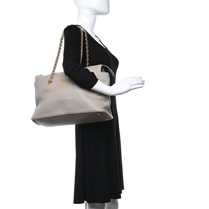 Prada Vitello Daino Chain Shoulder Bag Pomice 2 of 8