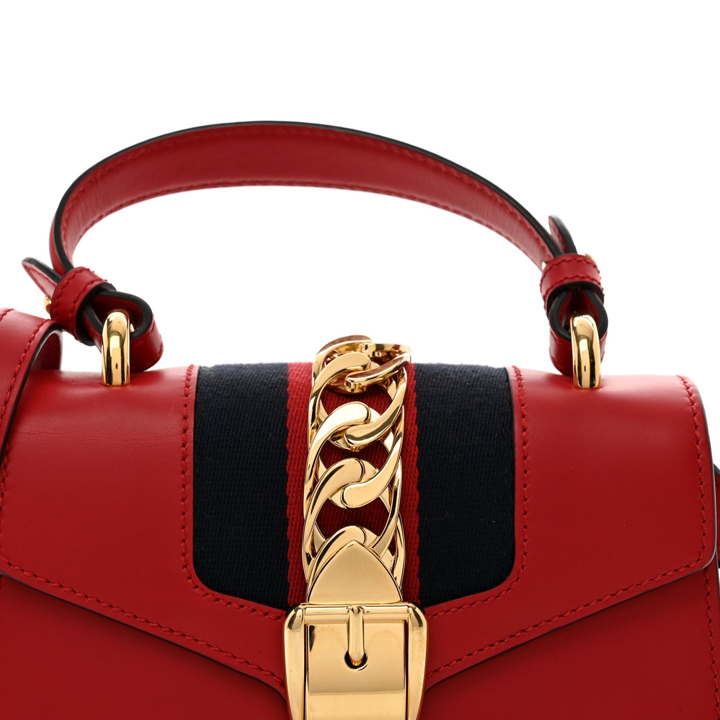 Calfskin Mini Sylvie Top Handle Bag Hibiscus Red